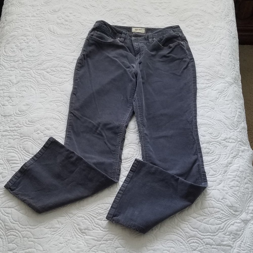 Sonoma Life + Style Womens Pants 4 Short Gray Original Fit Bootcut Corduroy